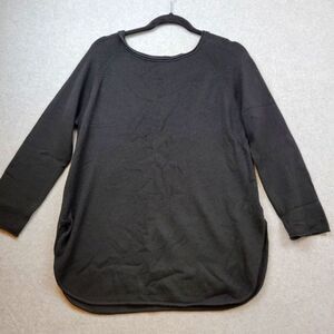 Lusso Cashmere Sweater Black Hallie Pullover Knit Tunic Top M